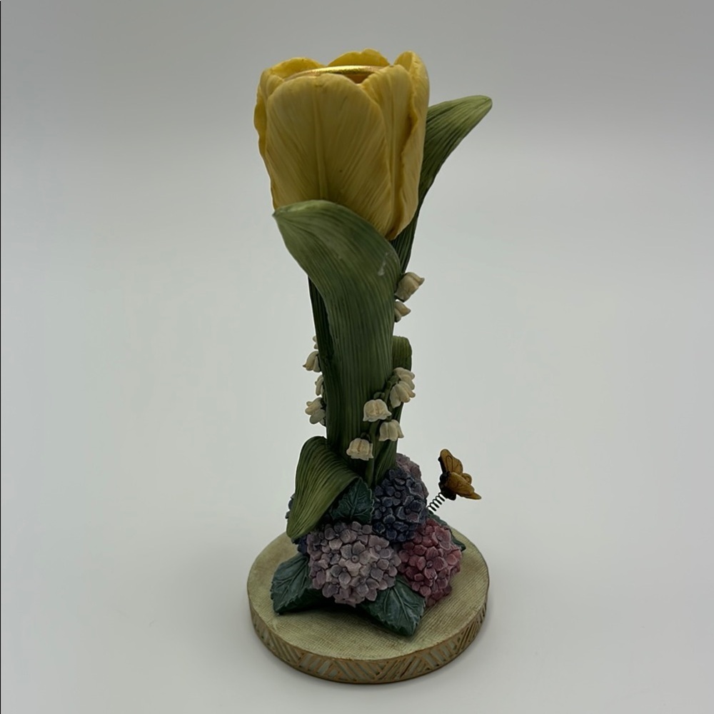 Vintage Handpainted Petals 'N More Pedestal Candle Holder By Artisan Flair Rare - Picture 8 of 9